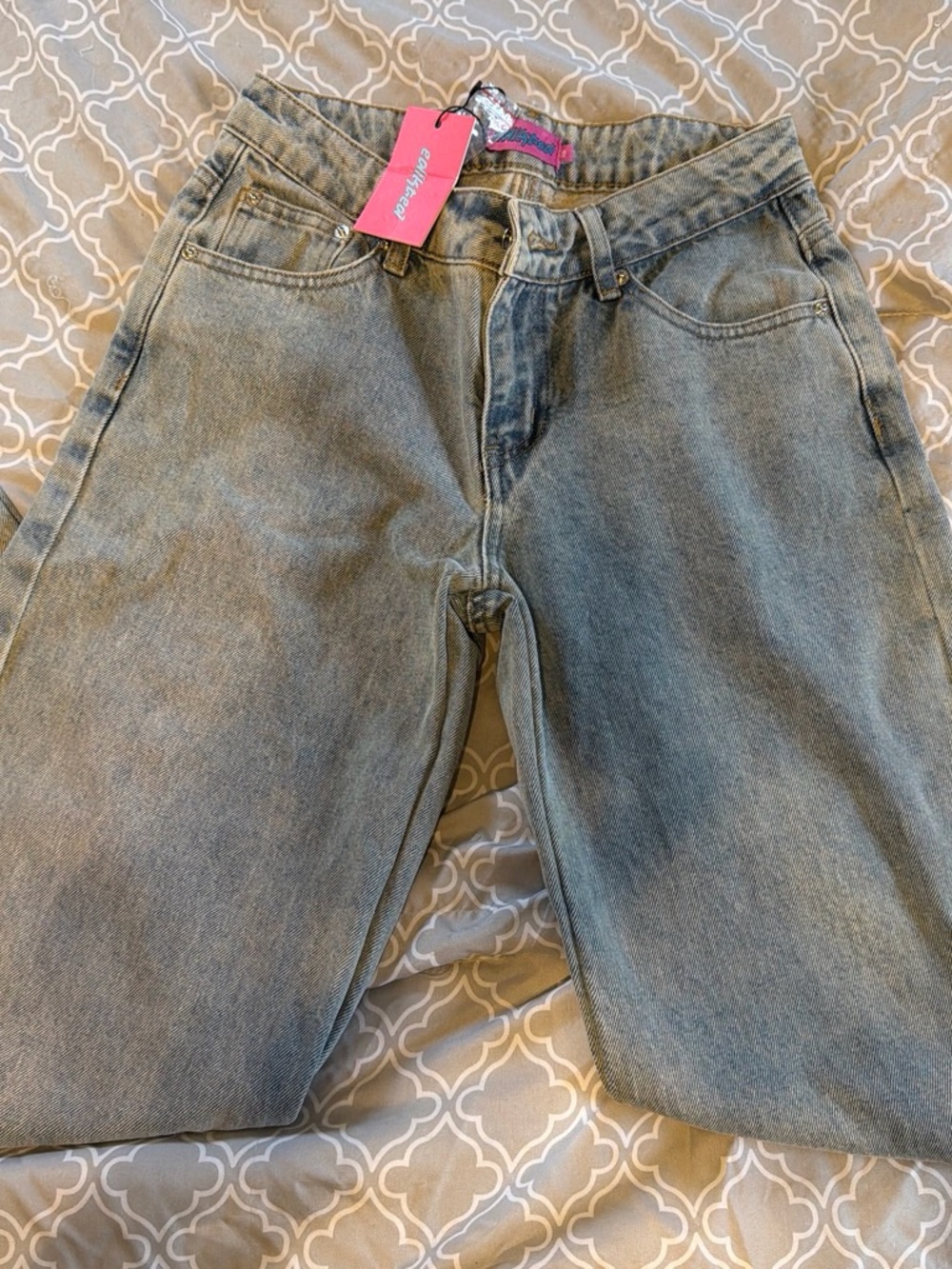 Edikted Relaxed Womens Jeans - Light Blue Wash